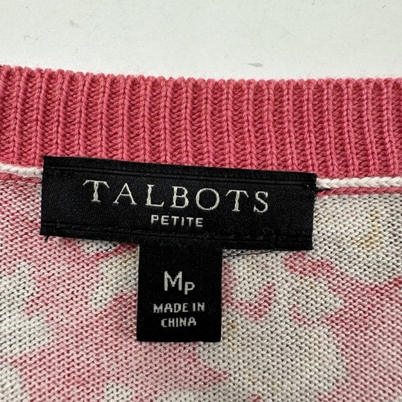 Talbots Paisley Cardigan Petite Medium Floral Lightweight Cotton Sweater - Picture 4 of 8
